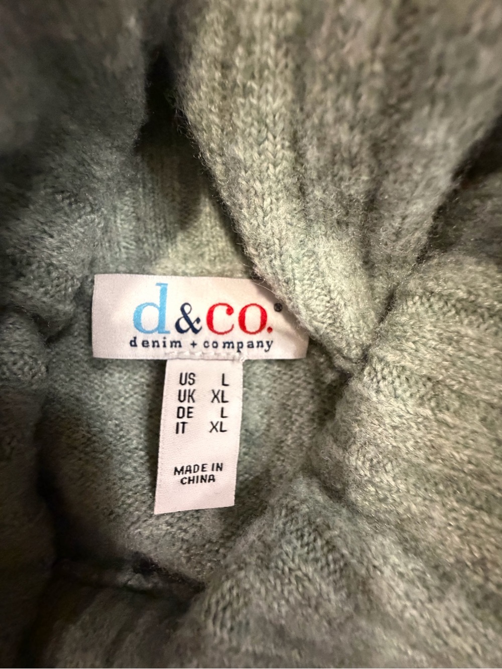 Denim & Co Women’s Large Sage Green Turtleneck Sweater NWOT - Picture 3 of 5